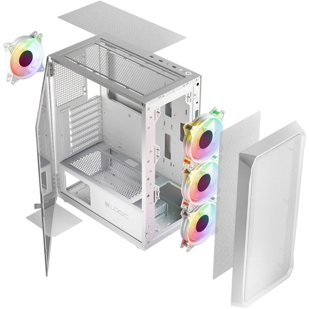 В интернет магазине Корпус LOGICCONCEPT PORTOS MESH+GLASS ARGB fans 4x120mm WHITE