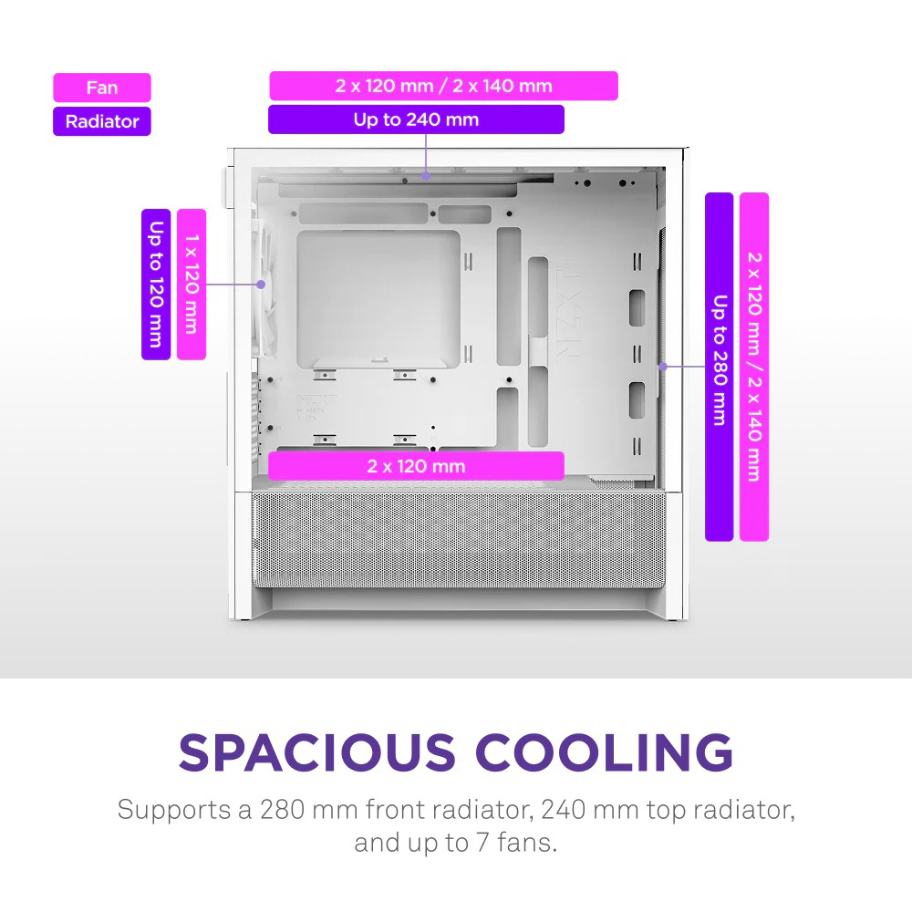 Корпус NZXT H3 Flow White (CC-H31FW-01) Максимальная длина видеокарты 377