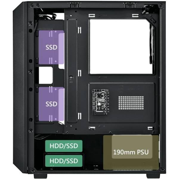 Корпус FSP CMT218AB без БП ATX Black (CMT218AB) Максимальная длина видеокарты 340