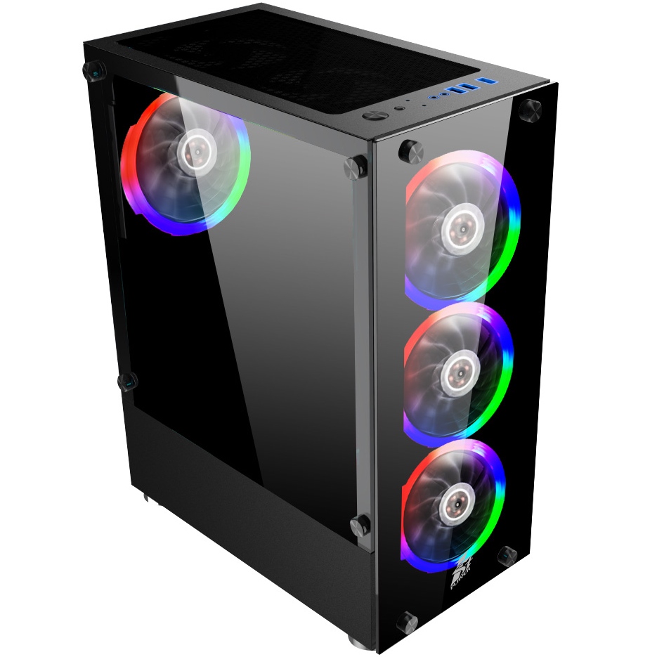 Корпус 1STPLAYER V2-A-BK-4F1 Black без БЖ Назначение для настольного компьютера