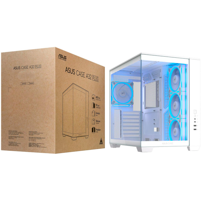 Фото 15 Корпус ASUS A32 Plus White Tempered Glass (90DC00S3-B19000)