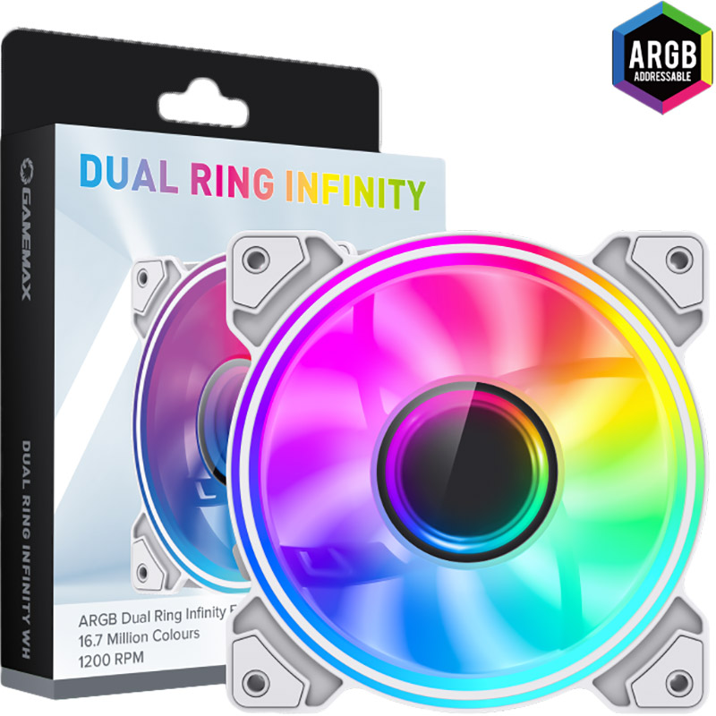 Заказать Кулер корпусный GAMEMAX 120mm Dual Ring Infinity WH