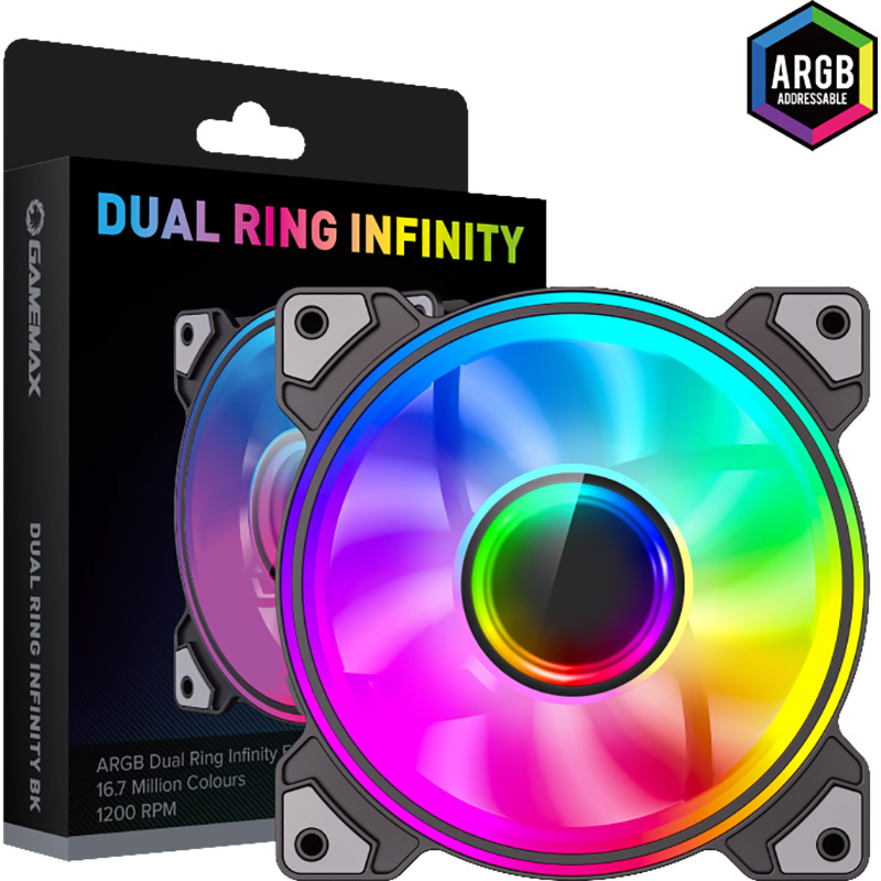 Фото Кулер корпусный GAMEMAX 120mm Dual Ring Infinity BK