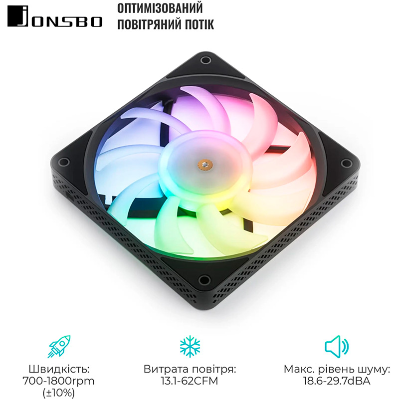 Изображение Кулер корпусный JONSBO HF1215 Black RGB 120 мм