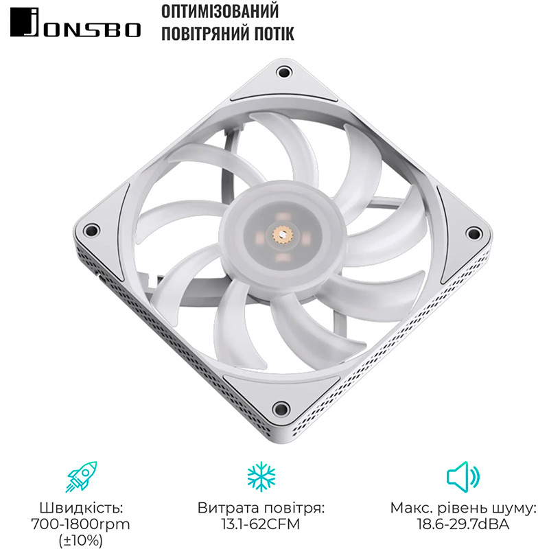 Кулер корпусный JONSBO HF1215 White ARGB 120 мм Конструкция системы охлаждения кулер