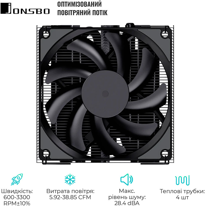 Кулер процессорный JONSBO HX4170D Black 92mm Для сокета 1700