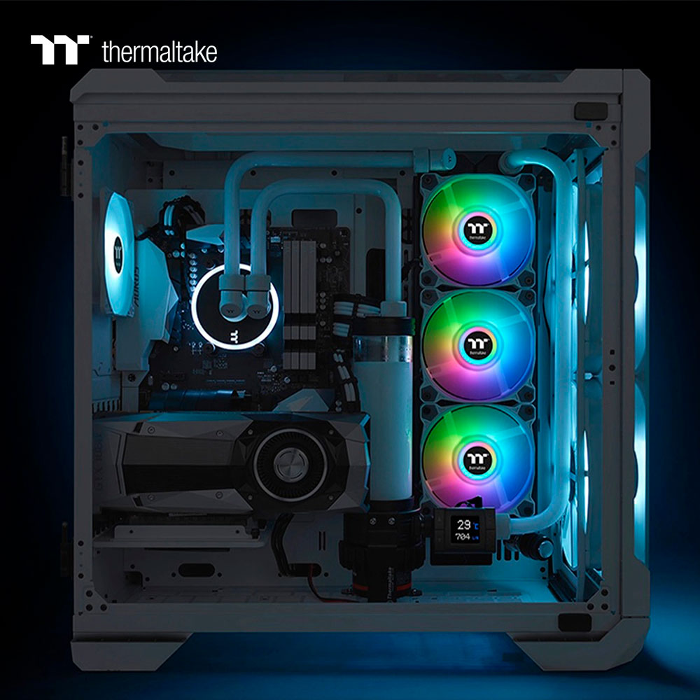 Зовнішній вигляд Набір корпусних кулерів THERMALTAKE Pure Duo 12 ARGB Sync Radiator Fan White 2-Fan Pack (CL-F097-PL12SW-A)