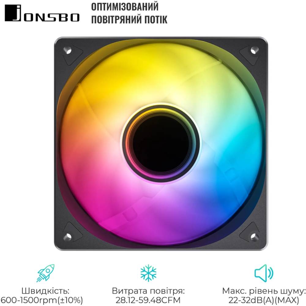 Кулер корпусный JONSBO SL-120BR Black RGB Диаметр вентилятора, мм 120