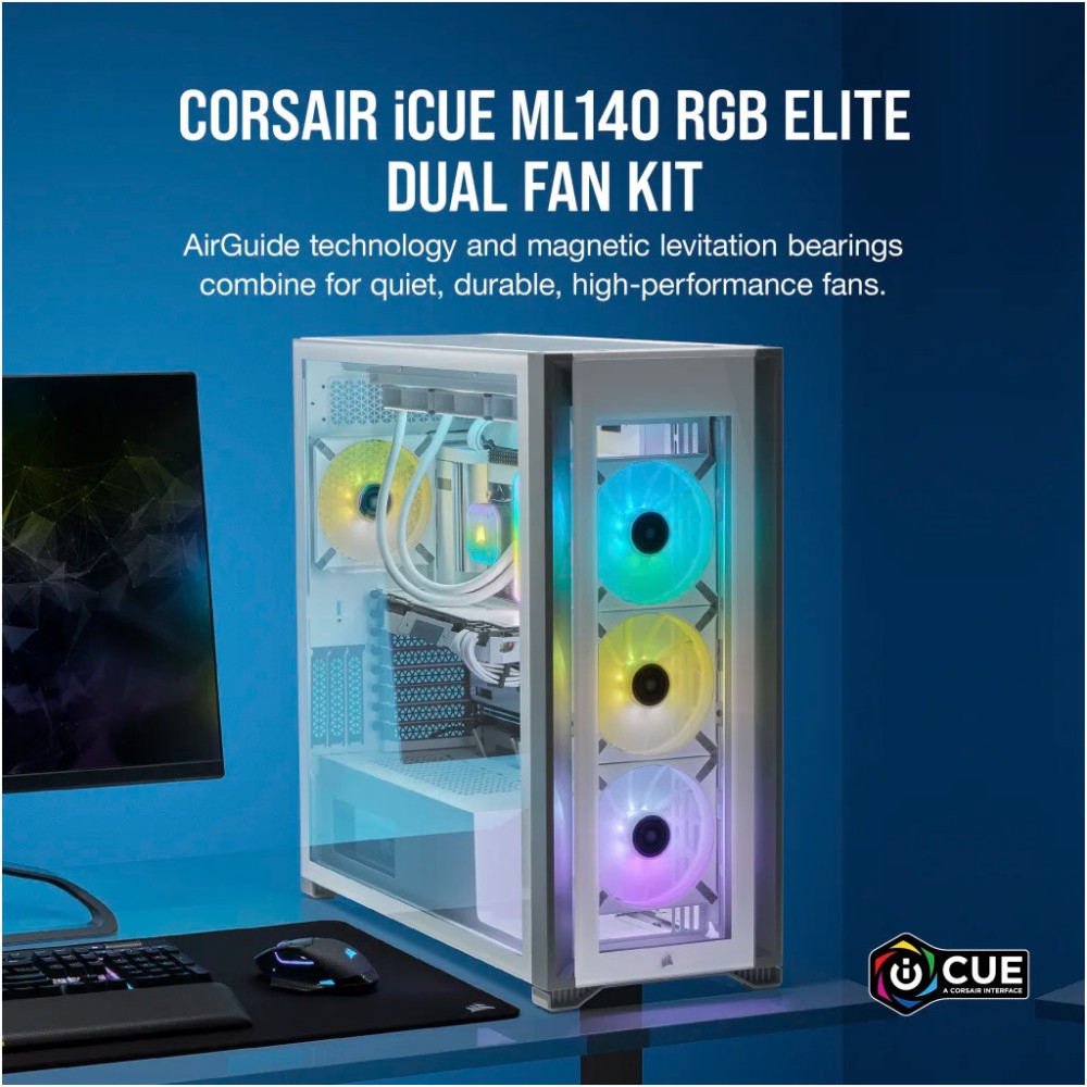 Заказать Набор кулеров корпусных CORSAIR iCUE ML140 RGB Elite Premium Dual Pack (CO-9050119-WW)