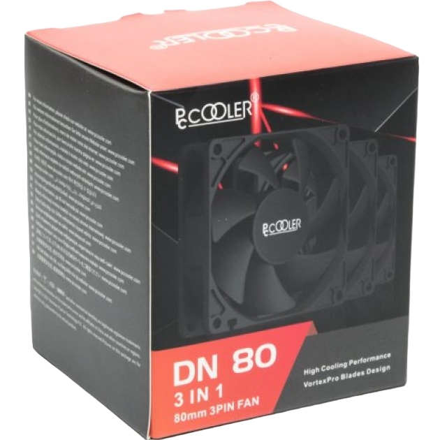 Набор кулеров корпусных PCCOOLER DN 80 BK 3in1 Подшипник гидродинамический