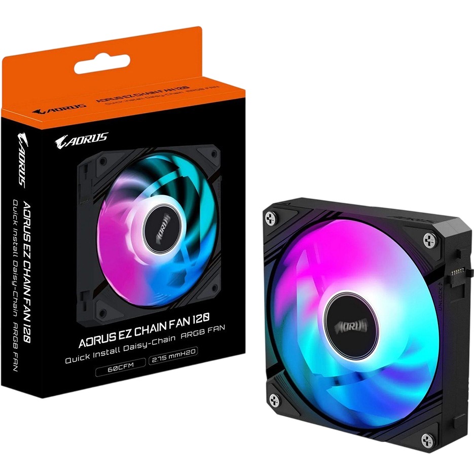 Фото Кулер корпусний GIGABYTE Aorus EZ Chain Fan 120 Black (GP-ECFAN1201)