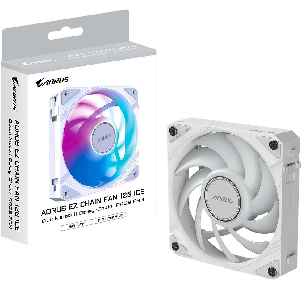 Фото Кулер корпусный GIGABYTE Aorus EZ Chain Fan 120 Ice (GP-ECFAN1201 ICE)