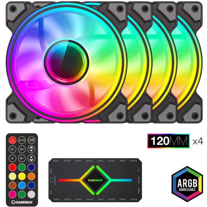 Набір корпусних кулерів GAMEMAX ARGB 4in1 Black (DRH400)