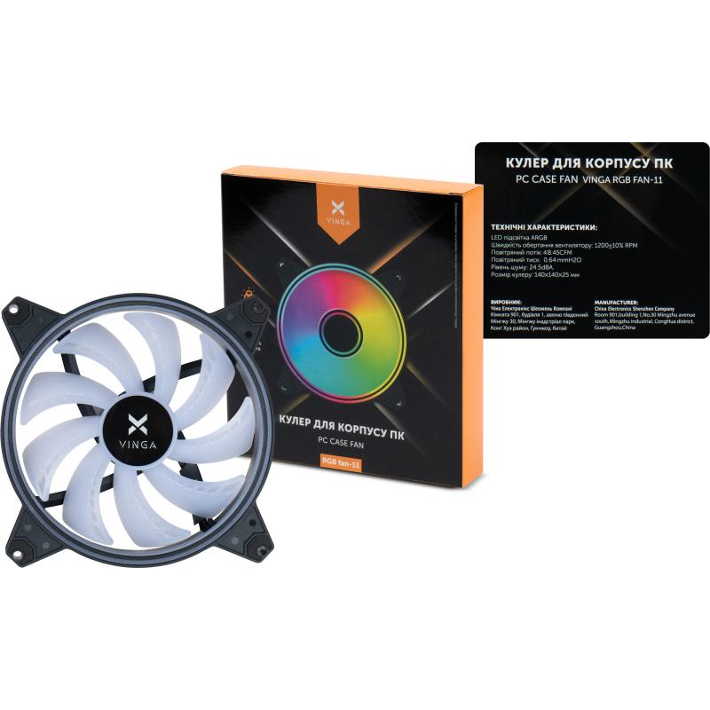 Кулер корпусний VINGA RGB fan-11 Конструкція системи охолодження кулер