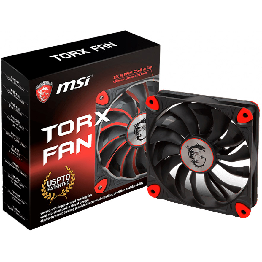 Кулер корпусный MSI Torx Fan 120 мм (E33-0602480-A87) Конструкция системы охлаждения кулер