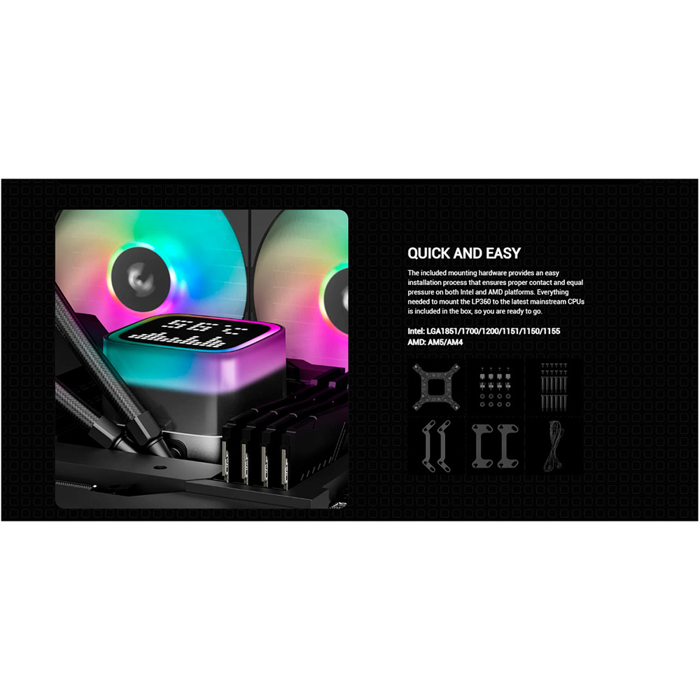 Фото Система водяного охлаждения DEEPCOOL LP360 Black (R-LP360-BKMSNC-G-1)