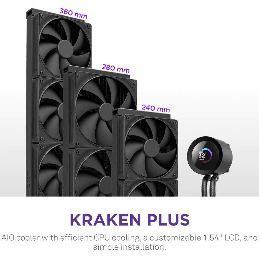 Система водяного охолодження NZXT Kraken Plus AIO Fans Black (RL-KN360-B2) Призначення для процесора