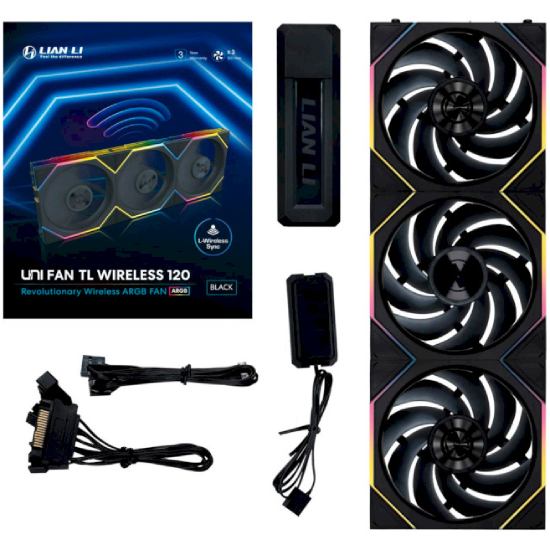 Фото Набір корпусних кулерів LIAN LI Uni Fan TL WIRELESS 120-3 Black (G99.12TL1W3B.00)