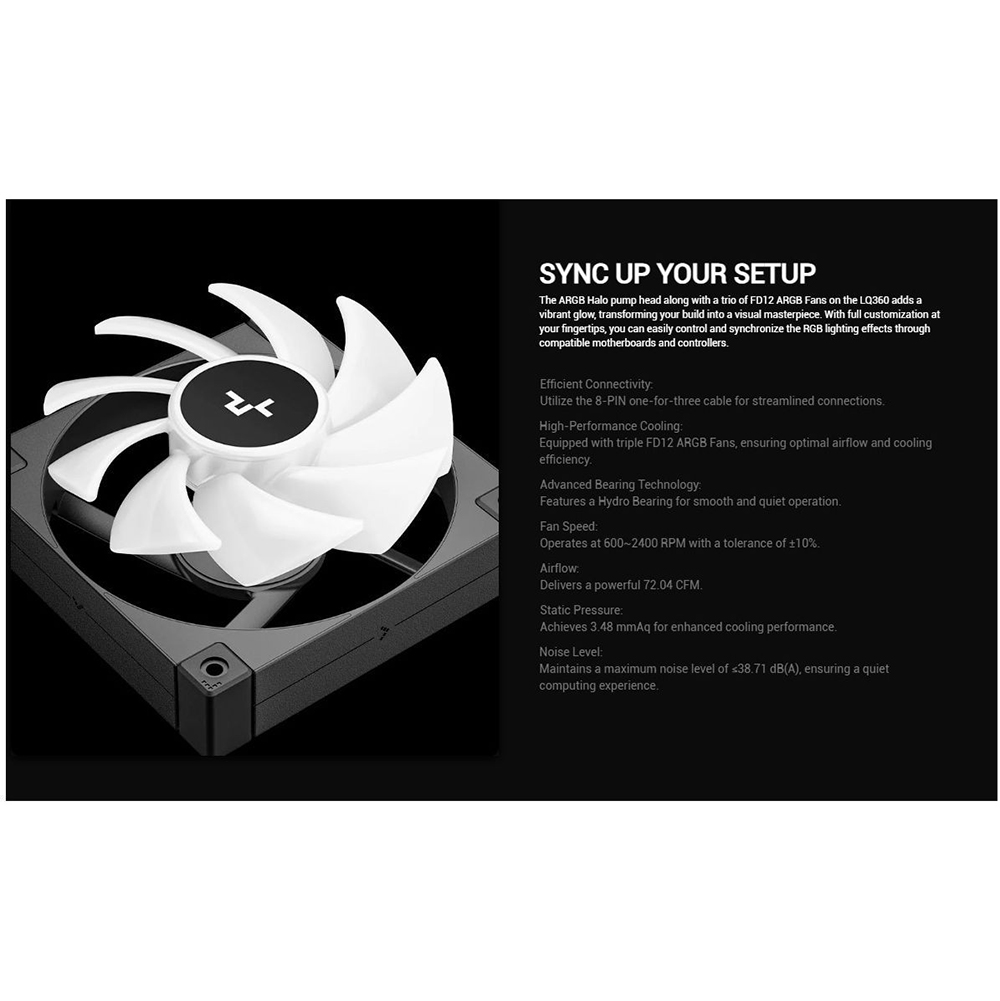 Фото Система водяного охлаждения DEEPCOOL LQ360 Black (R-LQ360-BKLSMW-G-1)