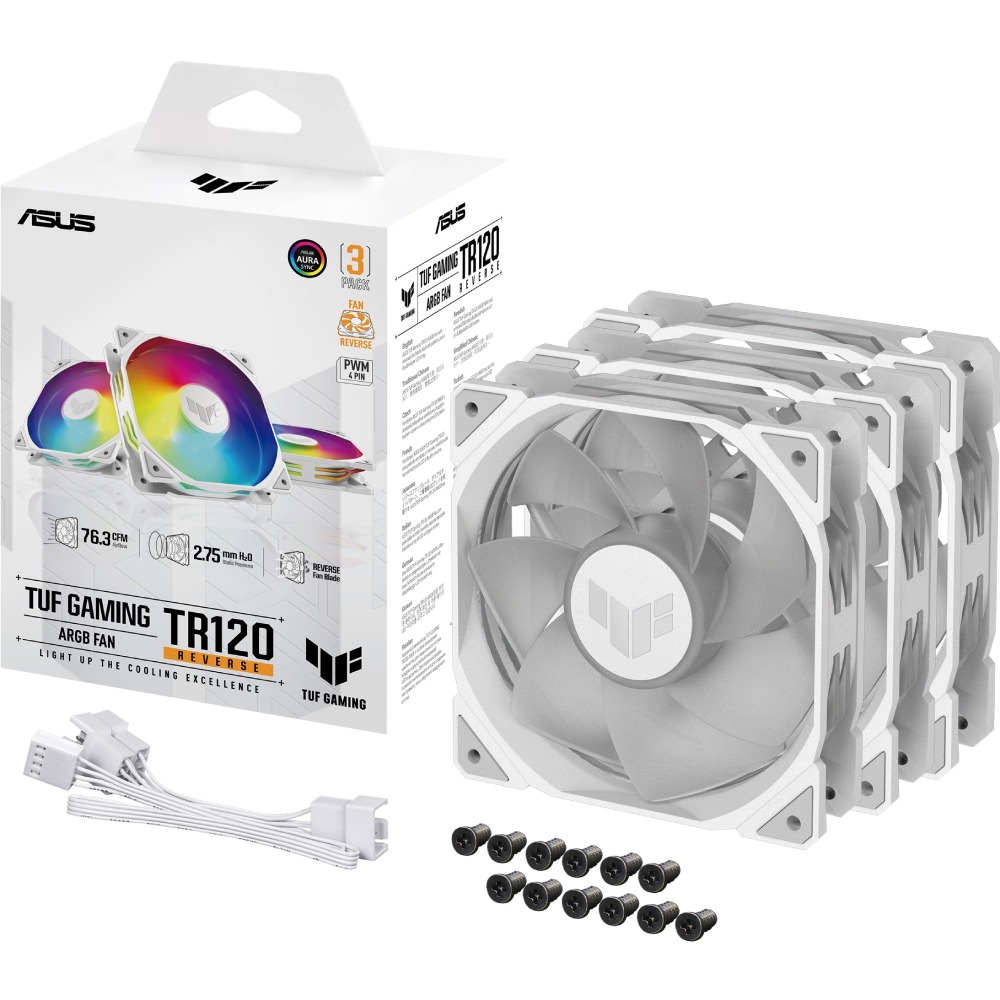 В Україні Набір корпусних кулерів ASUS TUF Gaming TR120 ARGB Reverse Triple Pack White (90DA00D3-B09020)
