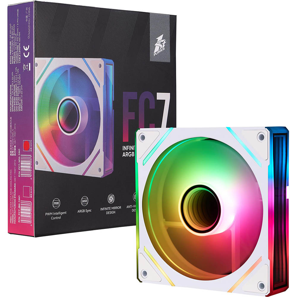 Замовити Кулер корпусний 1STPLAYER FC7 White (FC7-WH-1IN1)