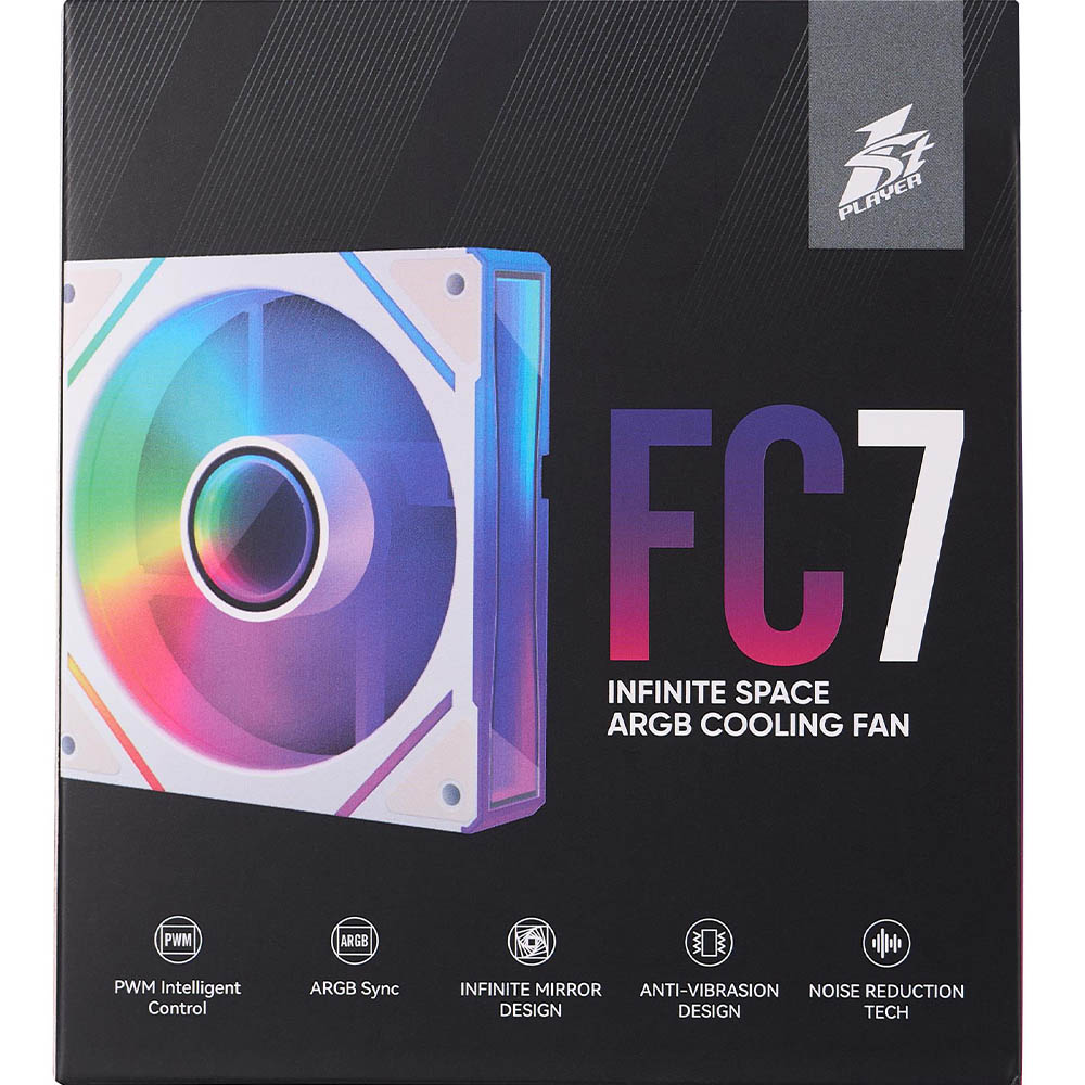 Зображення Кулер корпусний 1STPLAYER FC7 White (FC7-WH-1IN1)
