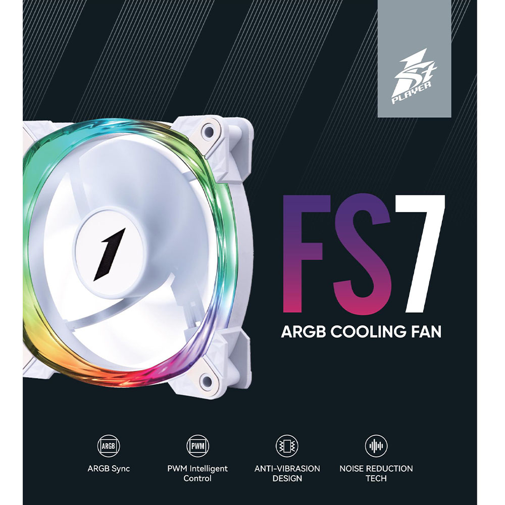 Изображение Кулер корпусный 1STPLAYER FS7 White (FS7-WH-1IN1)