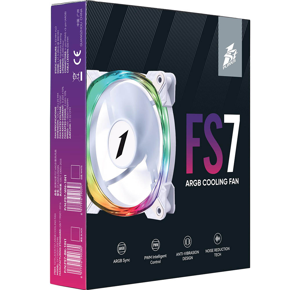 Покупка Кулер корпусный 1STPLAYER FS7 White (FS7-WH-1IN1)