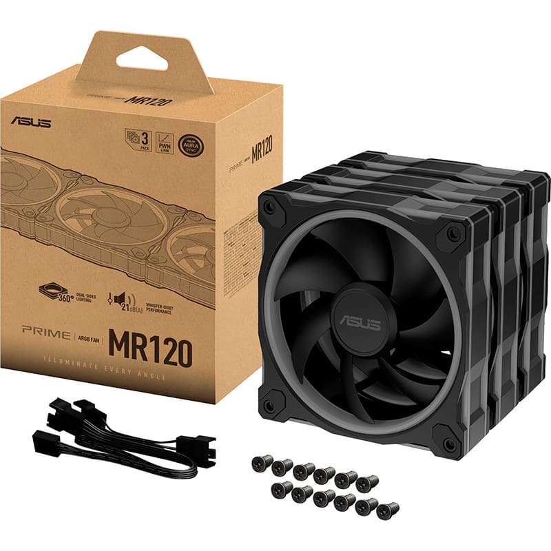 Фото 18 Набір корпусних кулерів ASUS Prime MR120 ARGB Triple Pack Black (90DA00I0-B09020)