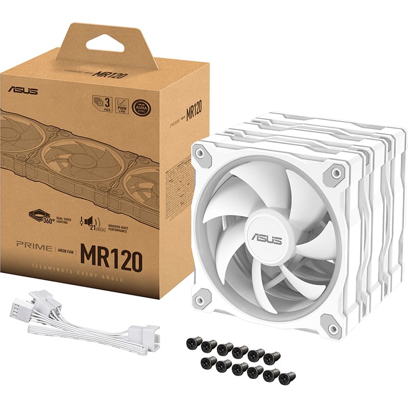 Фото 18 Набір корпусних кулерів ASUS Prime MR120 ARGB Triple Pack White (90DA00I3-B09020)