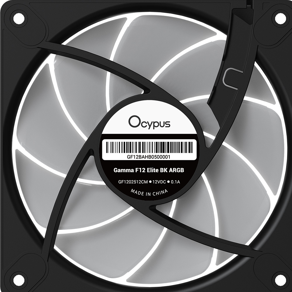 Кулер корпусний OCYPUS 120MM GAMMA F12 ELITE ARGB Black (GAMMA-F12-BK1AM00E-GL) Конструкція системи охолодження кулер