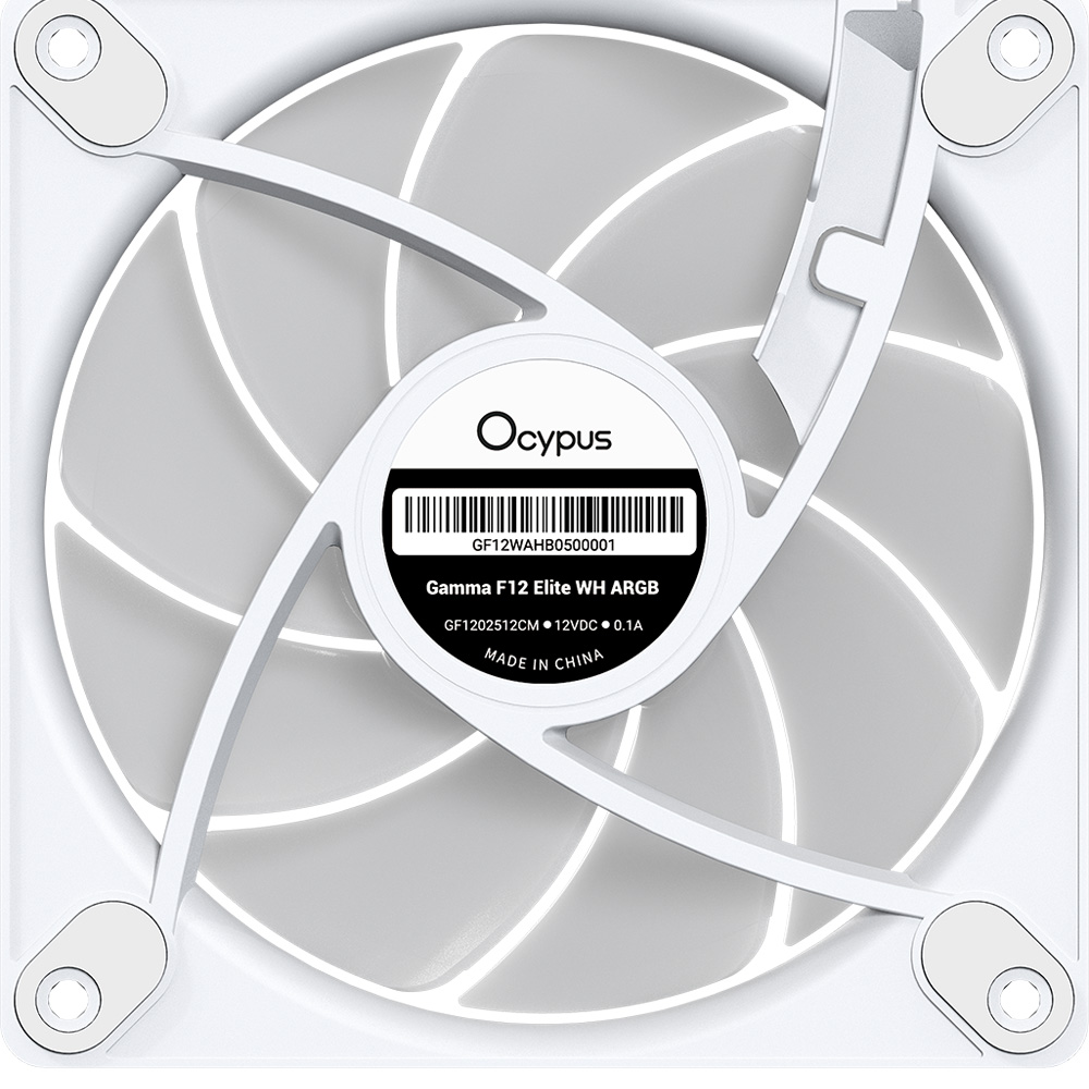 Фото Кулер корпусний OCYPUS 120MM GAMMA F12 ELITE ARGB White (GAMMA-F12-WH1AM00E-GL)