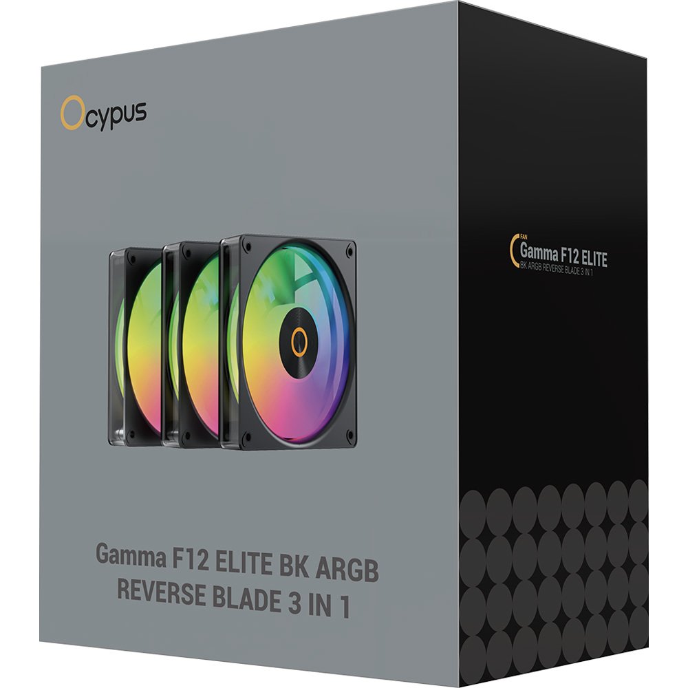 Набір корпусних кулерів OCYPUS GAMMA F12 ELITE BK ARGB REVERSE BLADE 3 IN 1 Black (GAMMA-F12-BK3AM01E-GL) Конструкція системи охолодження кулер