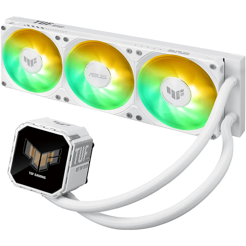 Система водяного охолодження ASUS TUF Gaming LC III 360 ARGB LCD White (90RC01A2-B0EAY0) Додатково 2.8" IPS-дисплей; встановлені ARGB-вентилятори; антивібраційні вставки; мідна холодна пластина; алюмінієвий радіатор; покращені кабелі в оплетці; попередньо нанесена термопаста; підтримка ASUS InfoHub