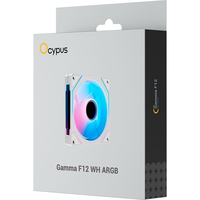 Зовнішній вигляд Кулер корпусний OCYPUS GAMMA F12 WH ARGB White (GAMMA-F12-WH1AM00X-GL)