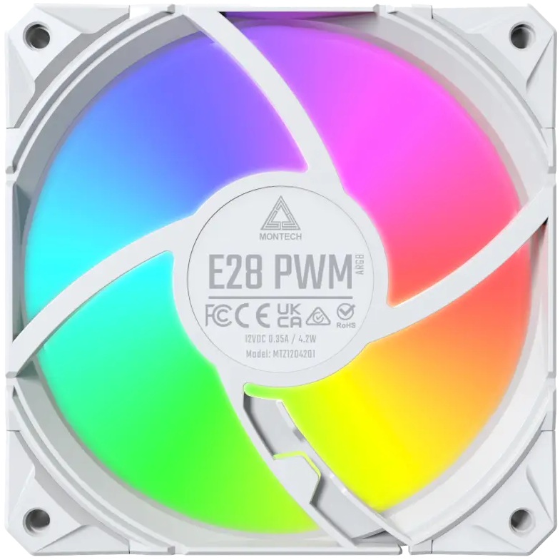 Набір корпусних кулерів MONTECH 120 мм E28 ARGB 3 PACK (W) Діаметр вентиляторав, мм 120