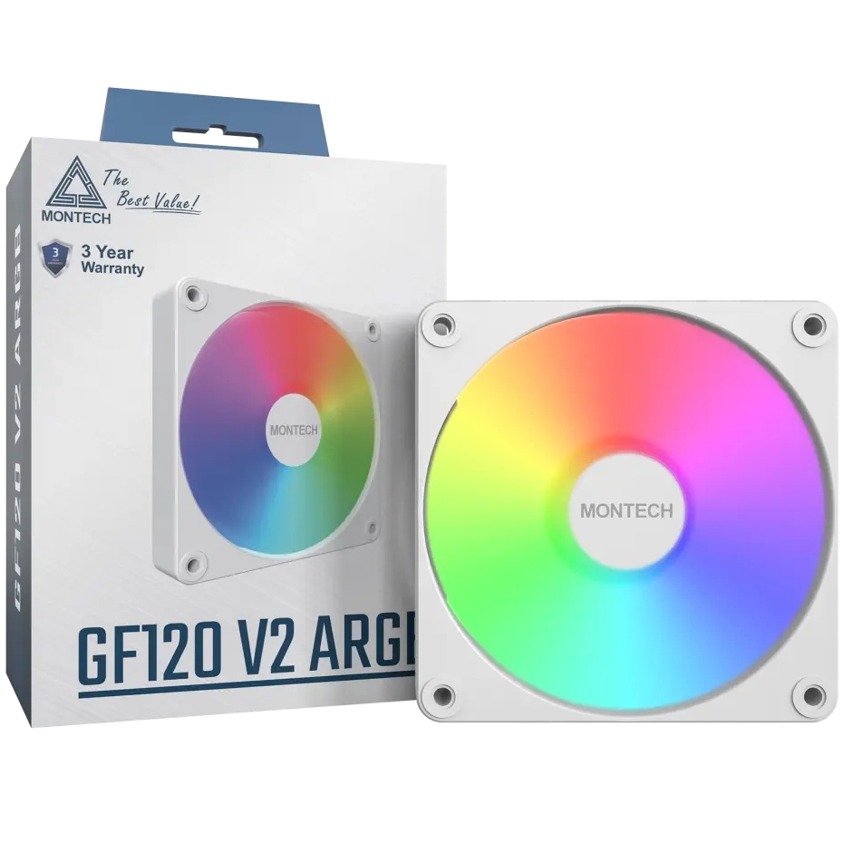 Кулер корпусный MONTECH 120 мм GF120 V2 ARGB PWM (W) Подшипник гидродинамический