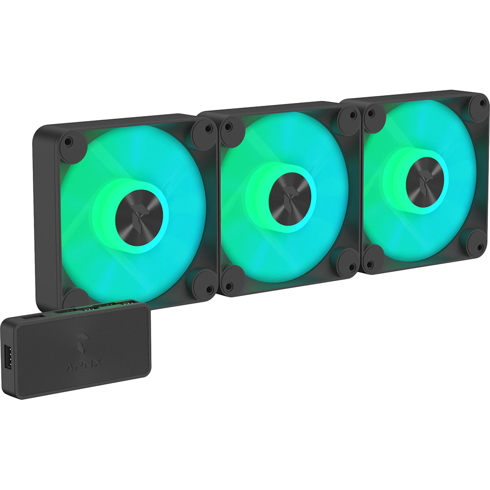 Зовнішній вигляд Набір корпусних кулерів APNX FP1-120 ARGB Black - 3 Pack (APF3-PF11257.11)