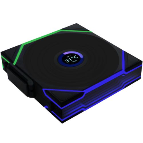 Кулер корпусний LIAN LI UNI Fan TL WIRELESS LCD 120-1 REVERSE Black (G99.12RTLLCD1W1B.00)