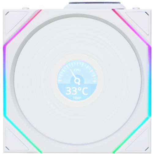 Кулер корпусний LIAN LI UNI Fan TL WIRELESS LCD 120-1 REVERSE White (G99.12RTLLCD1W1W.00) Додатково вбудований у РК-дисплей: 1.6'' LCD IPS-дисплей; яскравість 500 ниток; роздільна здатність 400 х 400 24-бітний