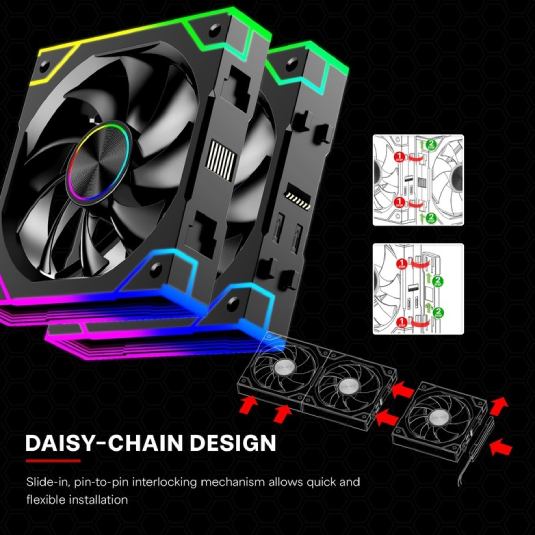 Зображення Набір корпусних кулерів XILENCE GAMING XPF360R.ARGB PWM REVERSE 3 шт Black (XF073)