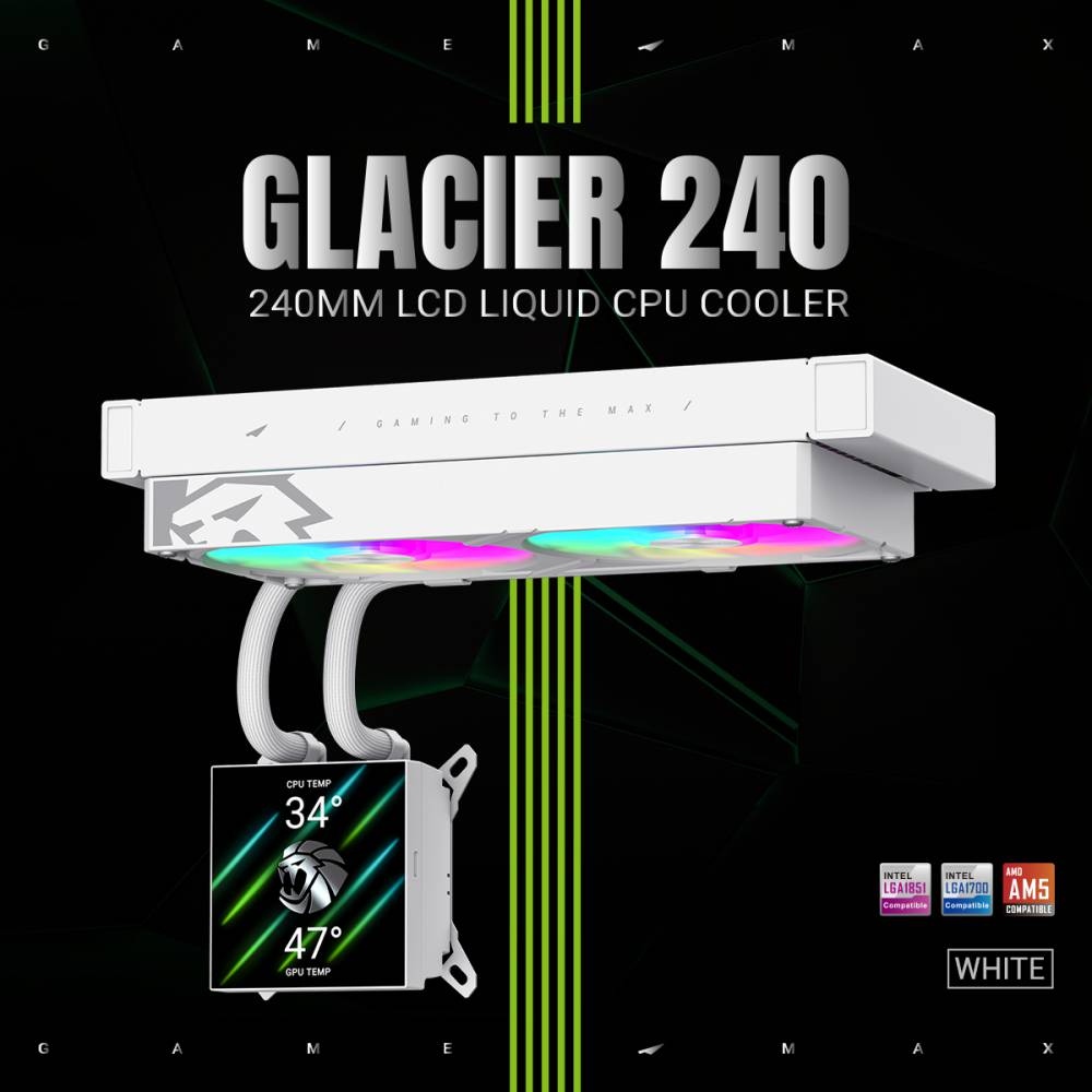 Обзор Система водяного охлаждения GAMEMAX GLACIER 240 LCD WH, TDP 280W