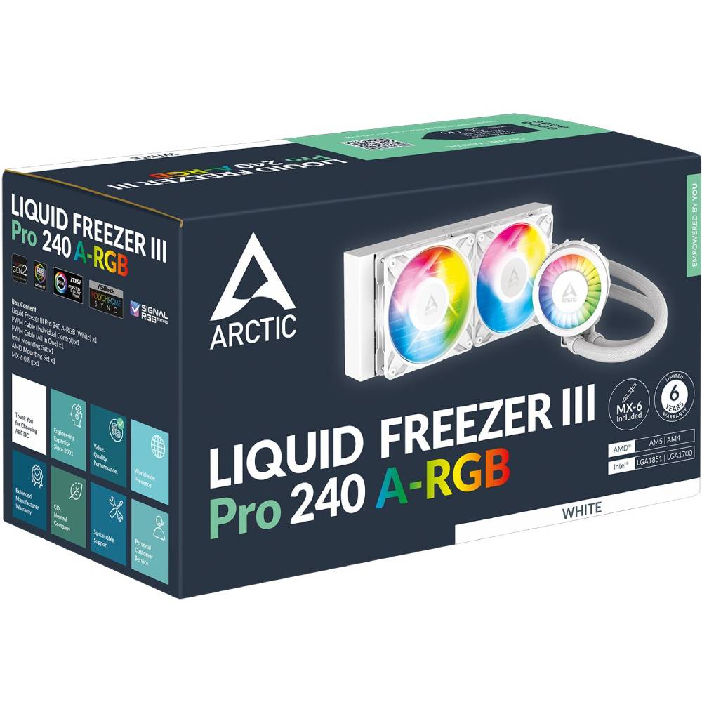 Внешний вид Система водяного охлаждения ARCTIC Liquid Freezer III Pro 240 A-RGB White (ACFRE00186A)