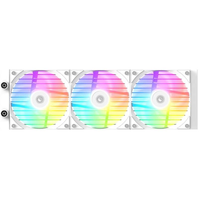 Система водяного охолодження ID-COOLING FX360 LCD White Додатково LCD дисплей 1.48"; ARGB підсвічування; TDP до 350 W; радіатор 27 мм зі збільшеною площею охолодження (+37%); ПЗ для відображення контенту та моніторингу системи; 3 вентилятори 120 мм; вентилятори AS-120 V2 ARGB; насос Gen-7 Pro