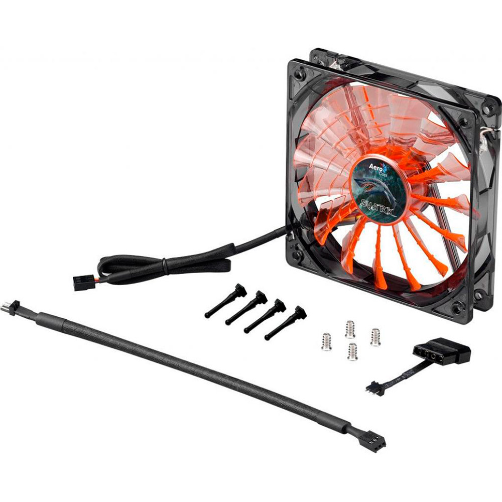 Кулер корпусний AEROCOOL Shark Fan Evil 120 Black/Orange LED Підшипник гідродинамічний