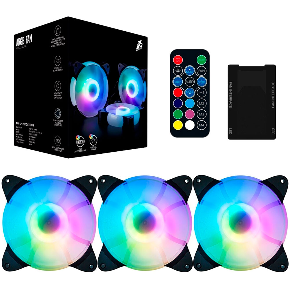 Кулер корпусный 1STPLAYER CC-Combo RGB 3 Fans Питание 6-pin