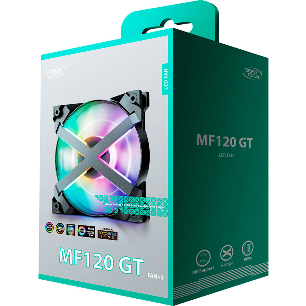 Внешний вид Набор кулеров корпусных DEEPCOOL MF120 GT 3 IN 1 4-pin Black (DP-GS-F12-AR-MF120GT-3P)