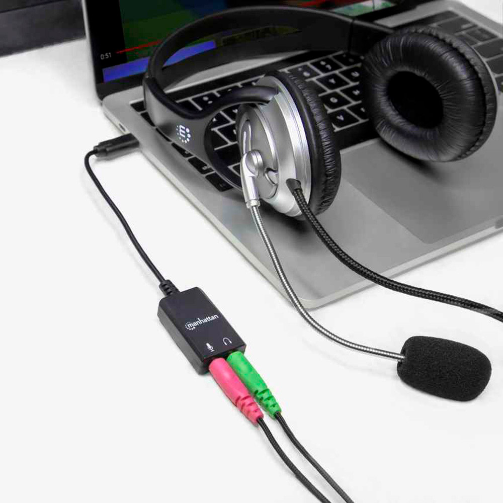 Внешний вид Звуковая карта INTRACOM USB Type-C Manhattan Black (153317)