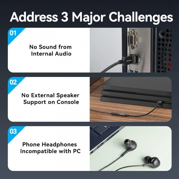 В Україні Звукова карта VENTION 2 в 1 USB - AUX jack TRRS Ear DSP 0.25 м (CVEBC)