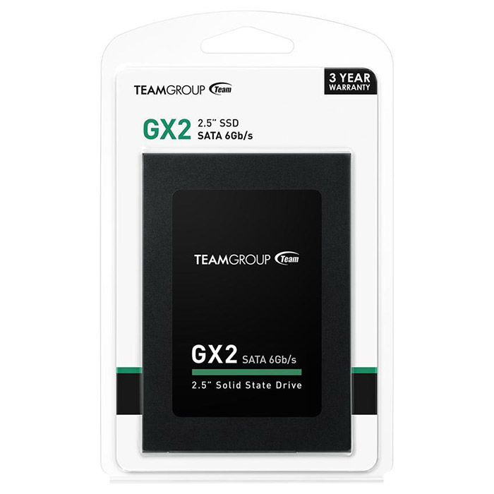 SSD накопитель TEAM 256GB GX2 2.5" SATAIII TLC (T253X2256G0C101) Тип твердотельный накопитель (SSD)